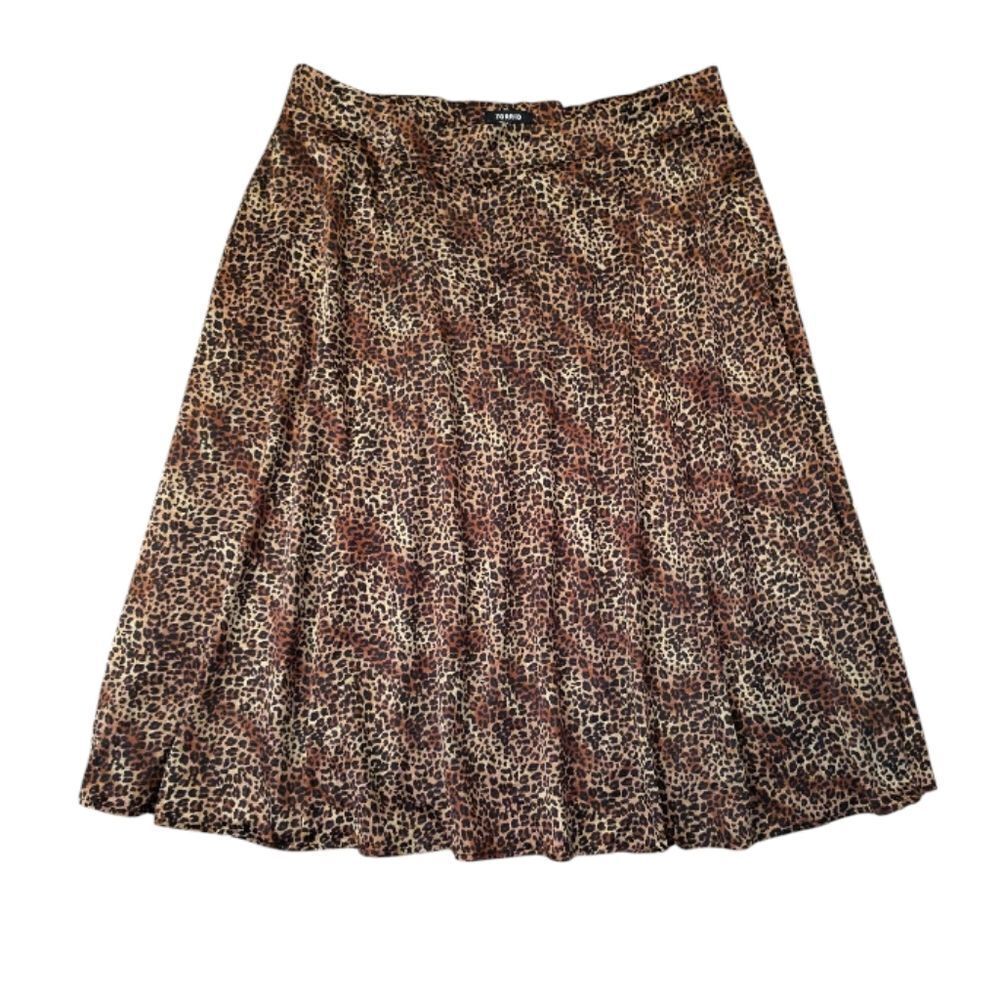 Torrid Cheetah Animal Print Pull On Satin Midi Skirt Plussize 1X